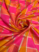Viscose poly silky crepe plaid 44&quot; wide   Beautiful fusia mustard gold color combo sold by the yard