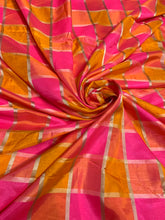Viscose poly silky crepe plaid 44&quot; wide   Beautiful fusia mustard gold color combo sold by the yard