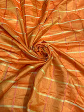 Viscose poly silky crepe check 44&quot; wide    Beautiful orange gold check sold by the yard