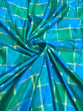Viscose poly silky crepe check 44&quot; wide beautiful peacock colors sold by the yard