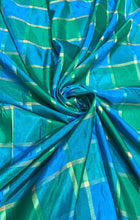 Viscose poly silky crepe check 44&quot; wide beautiful peacock colors sold by the yard