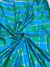 Viscose poly silky crepe check 44&quot; wide beautiful peacock colors sold by the yard