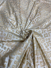 Viscose silky cotton ikat bricade 44&quot; wide  beautiful gold beige color sold by the yard