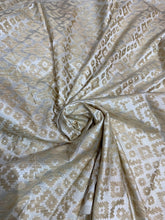 Viscose silky cotton ikat bricade 44&quot; wide  beautiful gold beige color sold by the yard