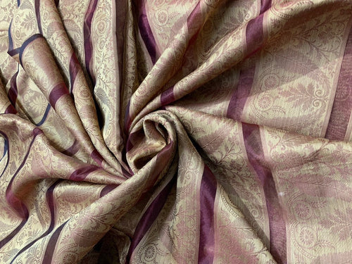 Silk organza jaquard 45" wide   Beautiful burgandy wine color combination design sold by the yard   Best use for appreal & home decor