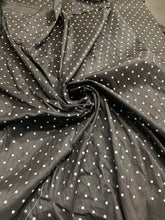 Shantung embaroidery 54&quot; wide   Beautiful black shantung with white polka dots embroidered sokd by the yard