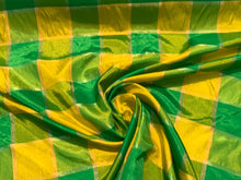 Viscose poly crepe matalic plaid fabric sold by thr yard  beautiful grren yellow gold color combination