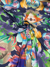 Satin Charmouse digital print 54â wide.  Beautiful colorful floral designer print.  Sold by the yard.