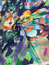 Satin Charmouse digital print 54â wide.  Beautiful colorful floral designer print.  Sold by the yard.