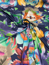 Satin Charmouse digital print 54â wide.  Beautiful colorful floral designer print.  Sold by the yard.