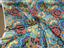 Satin Charmeuse digital printed fabric 54â wide. Beautiful soft silky colorful abstract design.  Sold by the yard