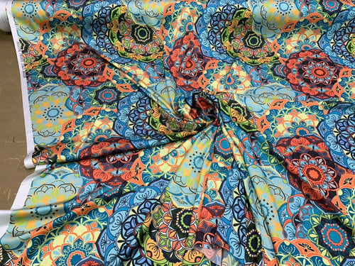 Satin Charmeuse digital printed fabric 54â wide. Beautiful soft silky colorful abstract design.  Sold by the yard