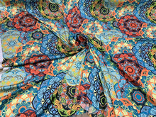 Satin Charmeuse digital printed fabric 54â wide. Beautiful soft silky colorful abstract design.  Sold by the yard