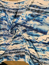Designer digital printed Charmouse fabric 54â wide.  Beautiful ivory base with blues printed fabric sold by the yard.  Best use for apparel
