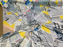 Designer digital printed Charmouse fabric 54â wide.  Beautiful newspaper print fabric sold by the yard.  Best use for fashion & apparel