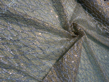 Glitter Metallic tule fabric useable for apparel, party decorations & much more..... 58â wide beautiful silver with gold on mesh
