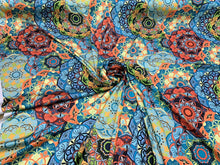 Satin Charmeuse digital printed fabric 54â wide. Beautiful soft silky colorful abstract design.  Sold by the yard