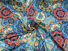 Satin Charmeuse digital printed fabric 54â wide. Beautiful soft silky colorful abstract design.  Sold by the yard