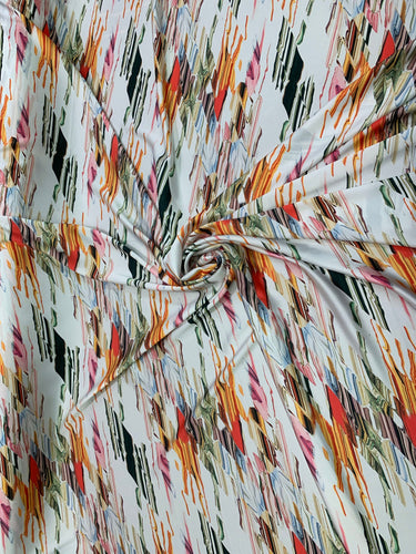 Designer digital printed Charmouse fabric 54â wide.  Beautiful ivory base with pastel colors print sold by the yard. Best use for apparel