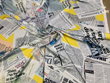 Designer digital printed Charmouse fabric 54â wide.  Beautiful newspaper print fabric sold by the yard.  Best use for fashion & apparel