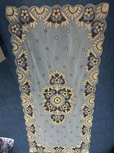 Hand beaded dinning table runner, sold by one big table cover